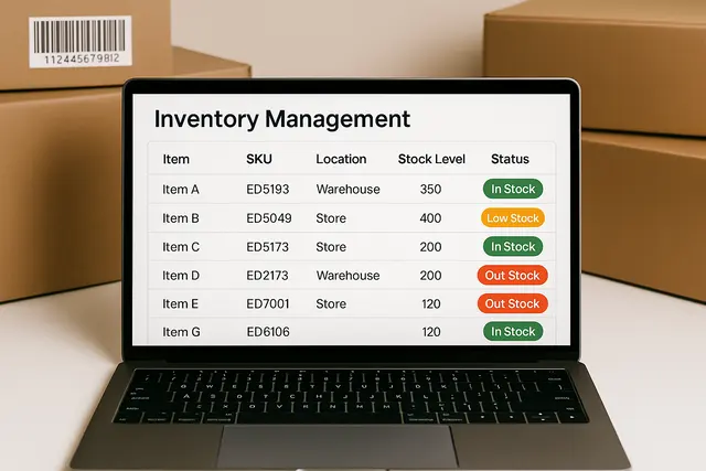 Stock manager checking inventory on a tablet